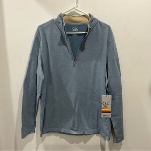 C&C California Men's Light Blue Zip-Up Cotton blend sweater. Men’s sz Large. NWT